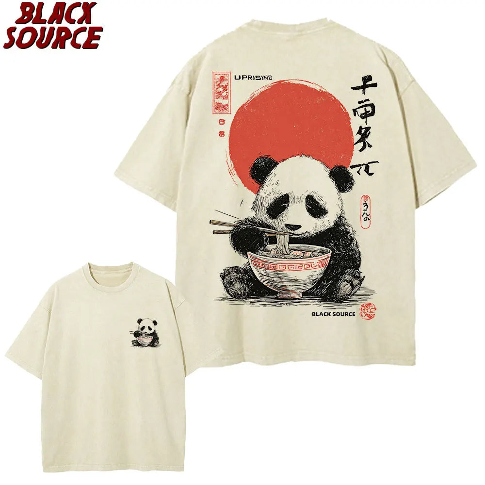 t0207 Panda Enjoying Time T Shirts Men Women Short Sleeve Oversize T Shirt Loose Summer Tee Clothes Casual Fashion Tops