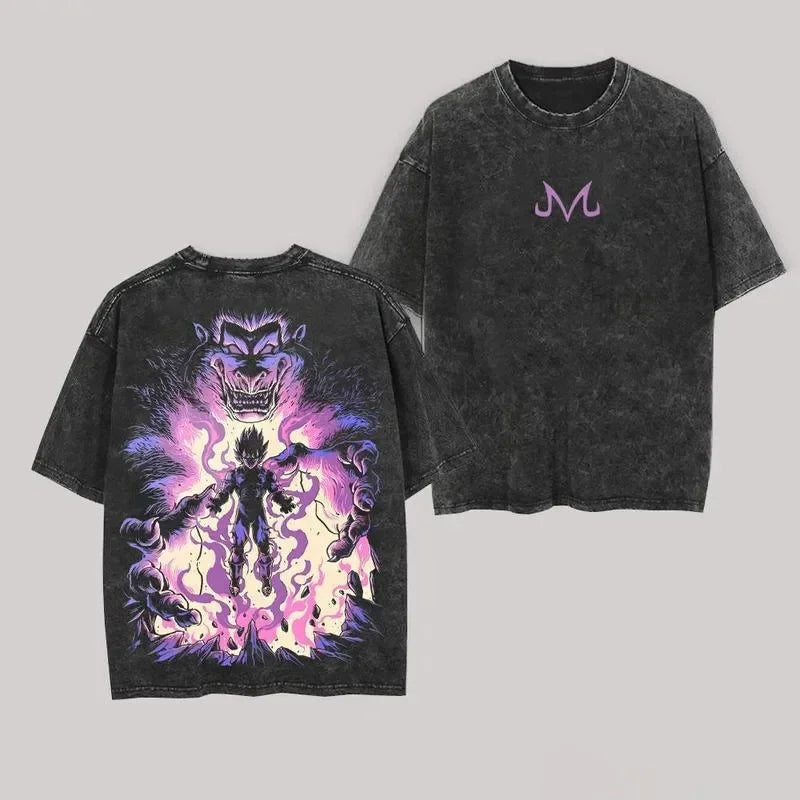 Anime Dragon Ball Cosplay Washed Goku T-Shirt Cotton Loose Large Casual Sports Vegeta Gym T-Shirt Men's Harajuku Tee Clothing