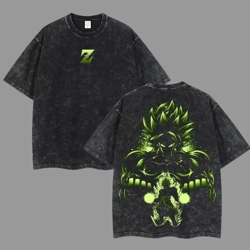 Anime Dragon Ball Cosplay Washed Goku T-Shirt Cotton Loose Large Casual Sports Vegeta Gym T-Shirt Men's Harajuku Tee Clothing