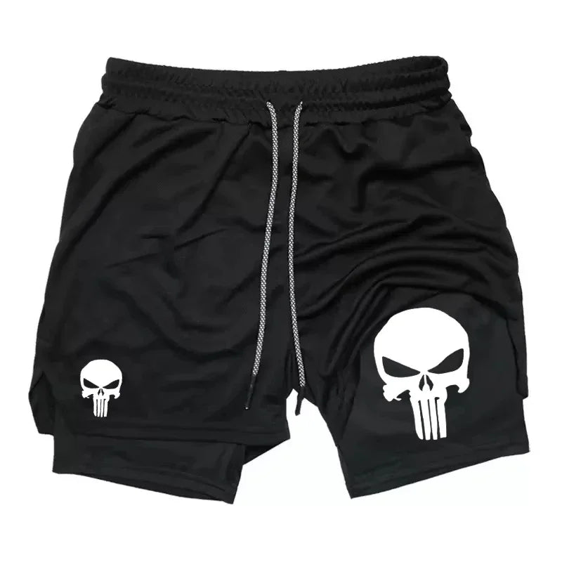 Summer Men's 2-in-1 Sports Shorts with Phone Bag, Quick Drying Fitness Running Shorts