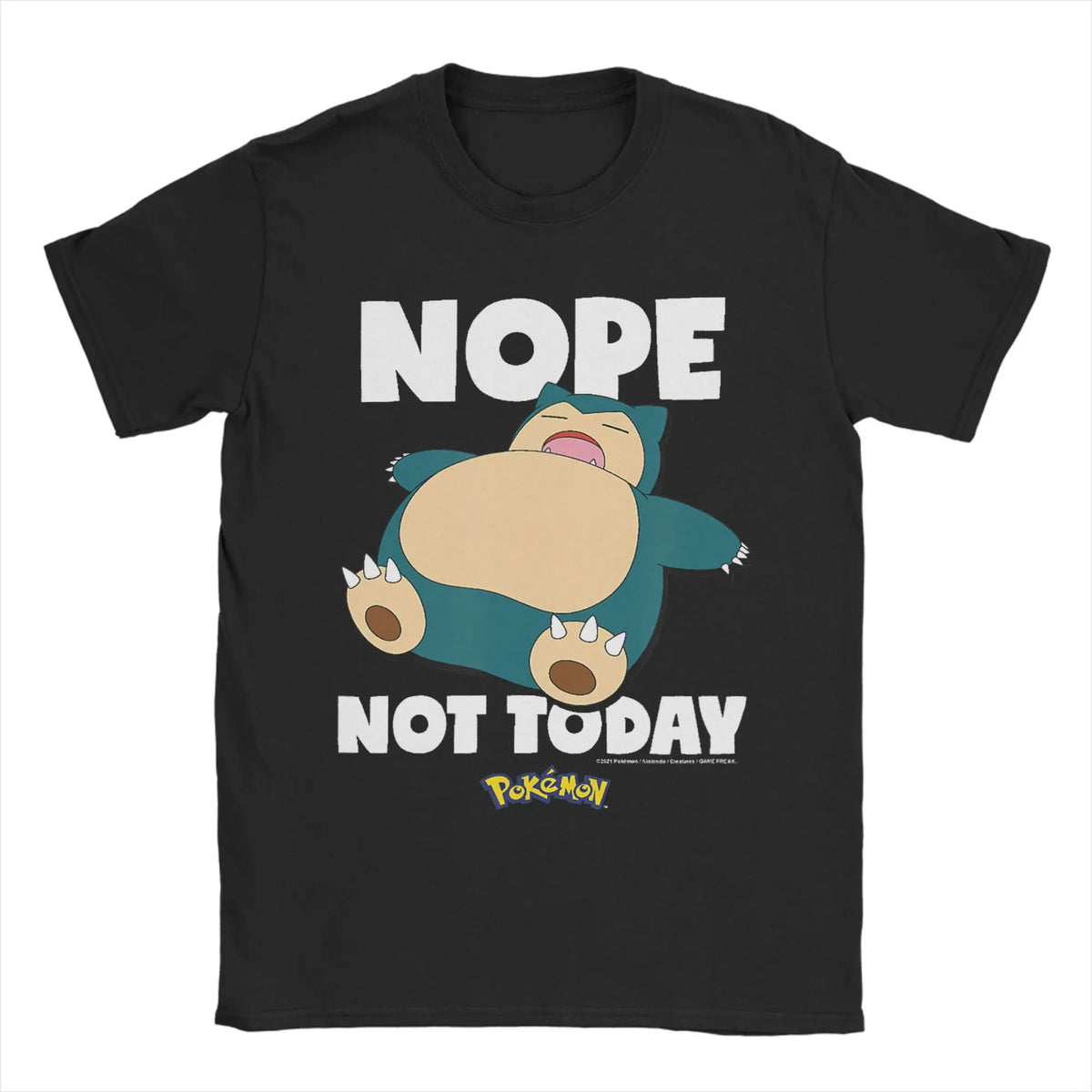 Pokémon Anime Nope Not Today Snorlax Printed T-shirt Men's and Women's T-shirt Men's Tops Harajuku Y2K T-shirt 2026 Summer New