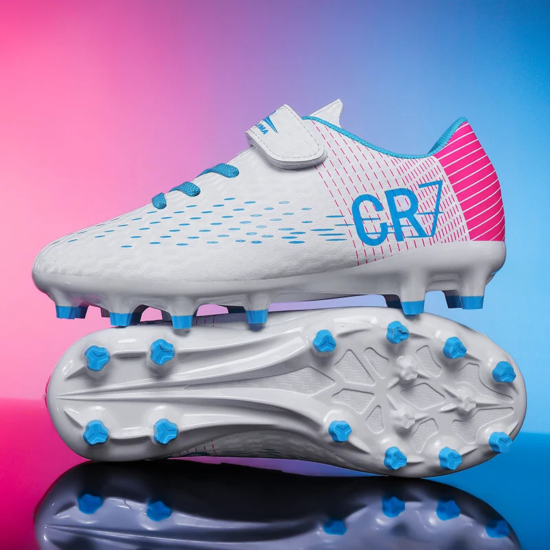 New Hot Children Football Boots Outdoor Trainers Soccer Shoes for Kids Boys Girls Hook Loop Football Cleats Futsal Sneakers31-39