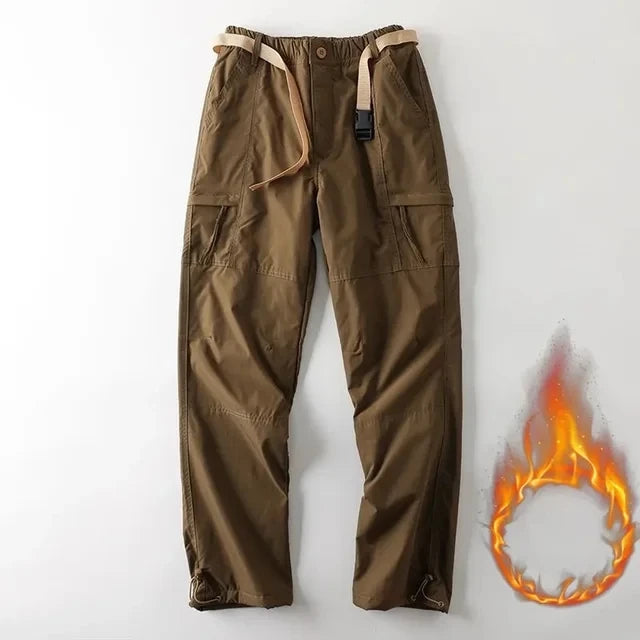 Tooling Pants Thick Waterproof Fleece Cargo Pants Men Women Winter Outdoor Multi-pockets Loose Straight Overall Long Trousers