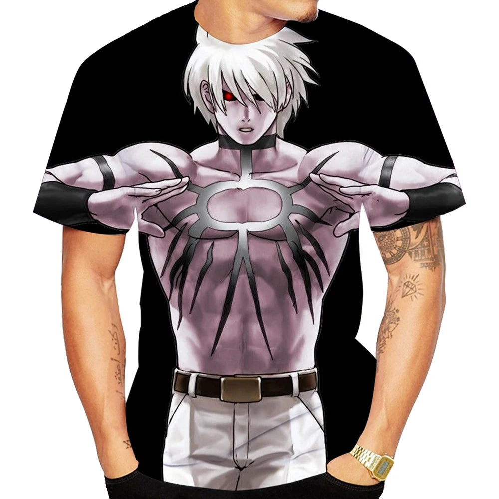 Fun fighting game creative 3D printed short sleeved T-shirt with fashionable, cool and trendy personality