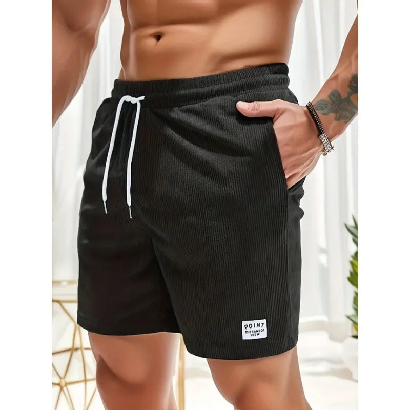 American Vintage Corduroy Shorts For Men Summer Loose Drawstring Versatile Middle Pant 2025 Fashion Casual Short Trousers