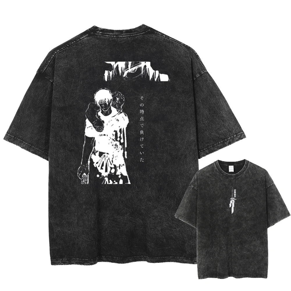 2026 Anime Jujutsu Kaisen Fushiguro Toji Printed T-shirt Men's and Women's Washed T-shirt High Quality Vintage T-shirt Tops