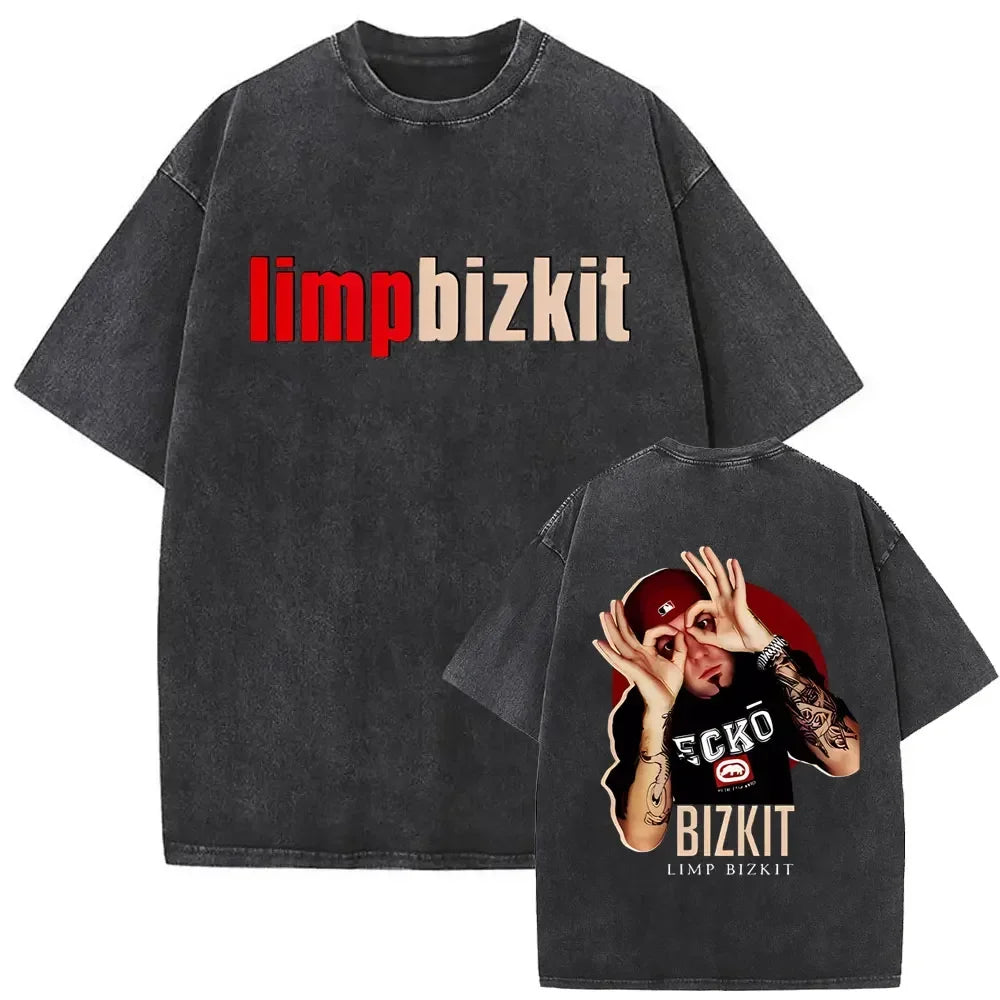 Y2k Tshirt Men Clothing Washed Vintage Rock Band Limp Bizkit Album Graphic 2025 Mens Clothes Tee Shirt Homme Graphic TShirts Men