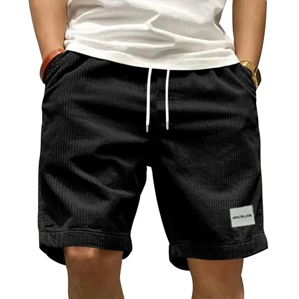 Vintage Cargo Shorts Men's Summer Trendy Retro Corduroy Short Pants Men's Casual Solid Color Shorts Sports Breathable Sweatpants