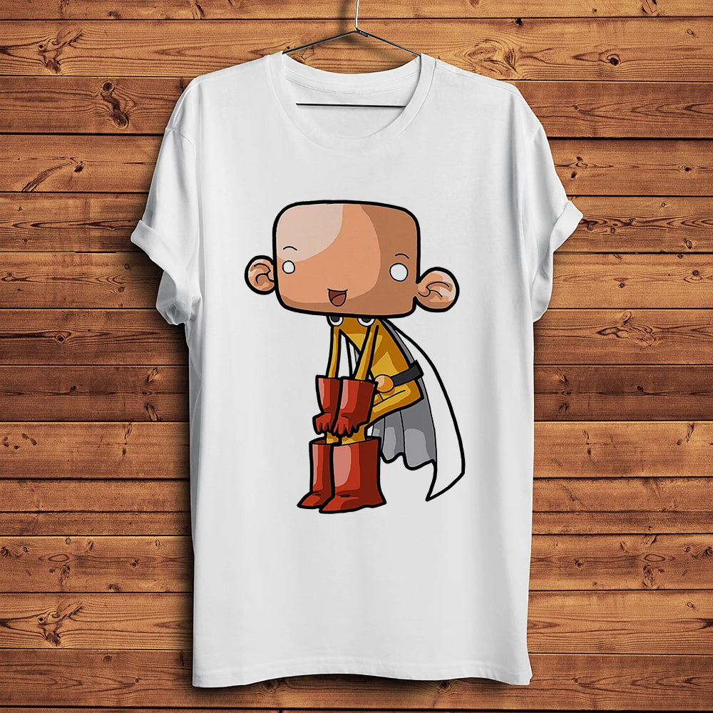 One Punch Hero, Saitama, OK MAN, Funny Anime Tshirt, Men White Casual Short Sleeve T-Shirt, Unisex Streetwear, Manga Tee