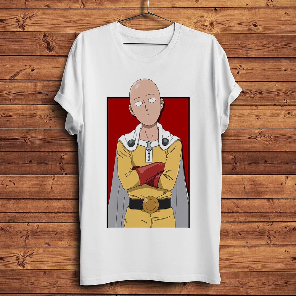 One Punch Hero, Saitama, OK MAN, Funny Anime Tshirt, Men White Casual Short Sleeve T-Shirt, Unisex Streetwear, Manga Tee