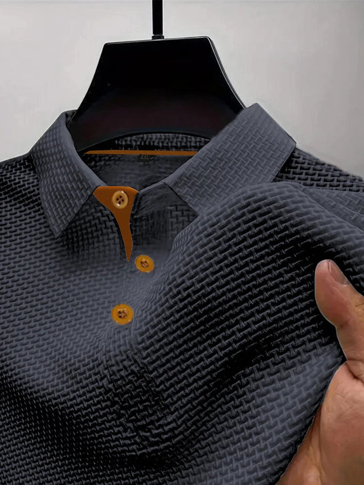 Summer ice silk lapel POLO men's short-sleeved T-shirt, men's top