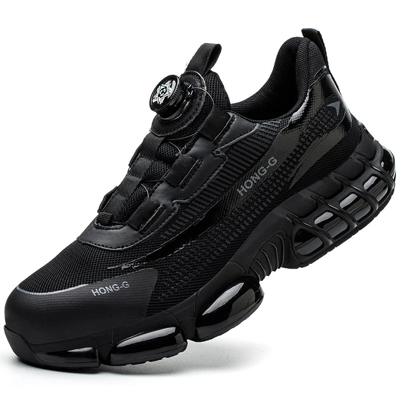 Rotating Button Safety Shoes Man Boots Anti Smash Anti Piercing Steel Toe Safety Work Shoes Lightweight Breathable Work Boots