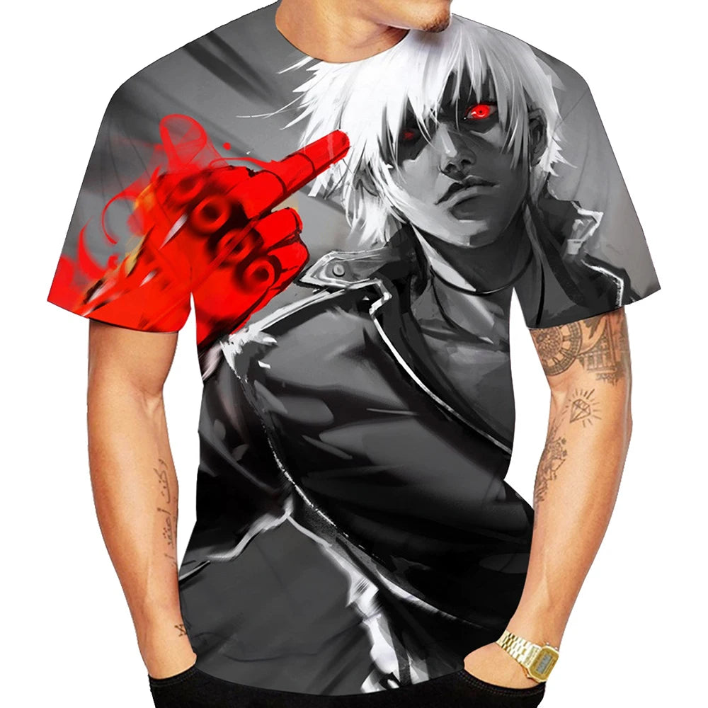 Fun fighting game creative 3D printed short sleeved T-shirt with fashionable, cool and trendy personality