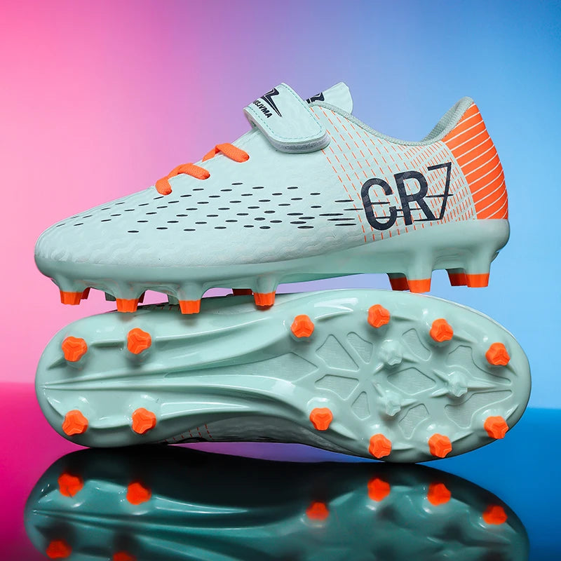 New Hot Children Football Boots Outdoor Trainers Soccer Shoes for Kids Boys Girls Hook Loop Football Cleats Futsal Sneakers31-39