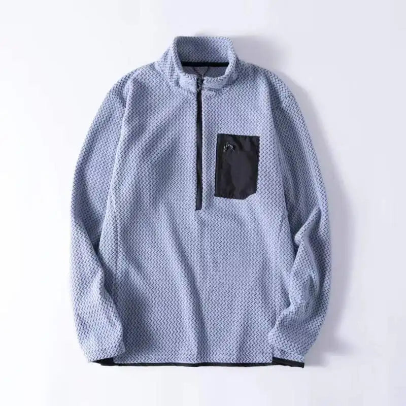 New Comfortable and Thick Men's and Women's Sports Semi-zipper Fleece Sweatshirt with Wavy Fleece and Long-sleeved Sweatshirt