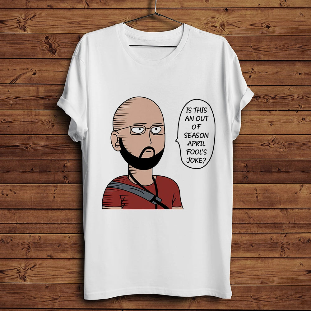 One Punch Hero, Saitama, OK MAN, Funny Anime Tshirt, Men White Casual Short Sleeve T-Shirt, Unisex Streetwear, Manga Tee
