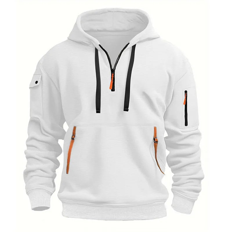 Men's Hoodie Multi Pocket Zipper Casual Sports Hoodie Men/Women Plus Size Loose Pullover Fashion Sweatshirt Long-Sleeve tops