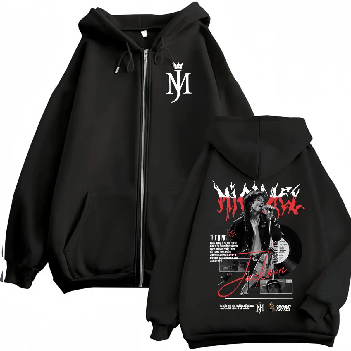 King of Pop Michael Jackson Bad Era Zipper Hoodie Men Women Harajuku Streetwear Jacket Sweatshirt Fleece Casual Zip Up Pullovers