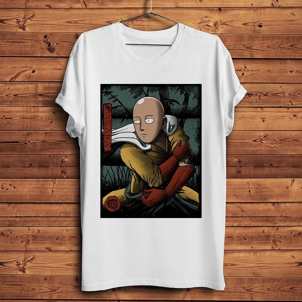 One Punch Hero, Saitama, OK MAN, Funny Anime Tshirt, Men White Casual Short Sleeve T-Shirt, Unisex Streetwear, Manga Tee