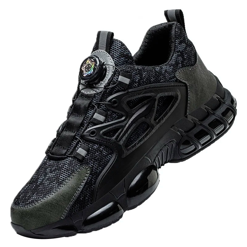 Rotating Button Safety Shoes Man Boots Anti Smash Anti Piercing Steel Toe Safety Work Shoes Lightweight Breathable Work Boots