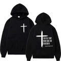 Men's Hoodie with Religious Cross and Motivational Text Prints Pullover Style Autumn Fashion Hooded Hoodie Casual Hoodie Unisex