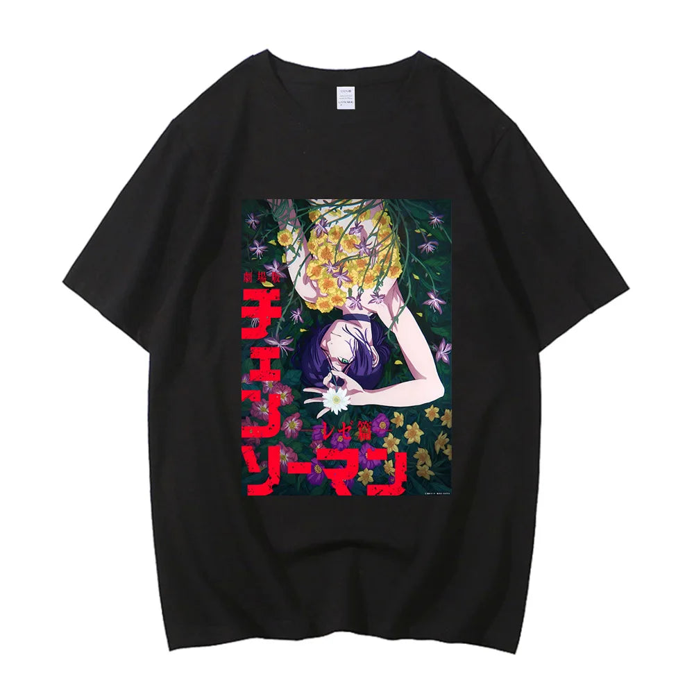 Anime Chainsaw Man Reze T Shirts Kobeni T-shirt Manga Denji Power T Shirt Makima Tops Tees High Quality Cotton Tshirt