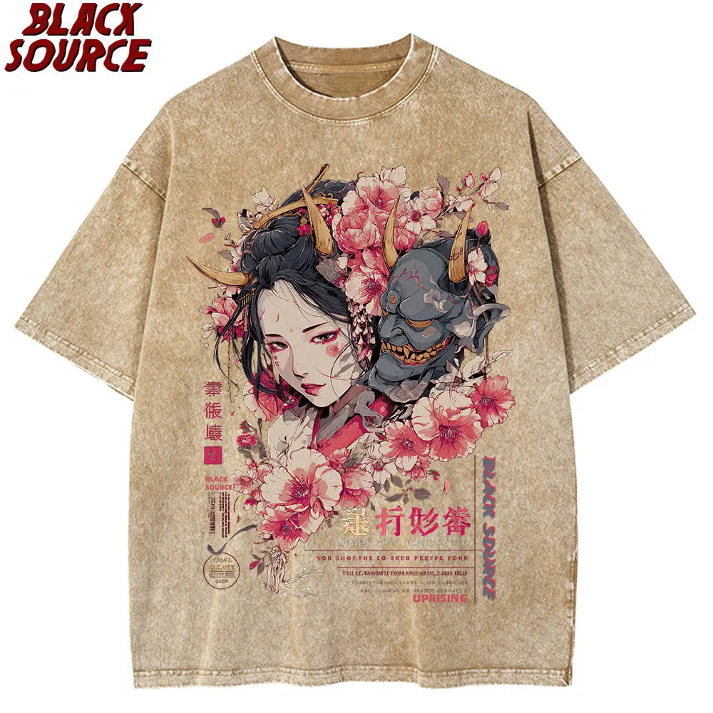 T240 Men'S Women'S Anime-Inspired Graphic T-Shirt Vibrant Dragon Floral Design Casual Summer Short Sleeve Tee Comfortable Round