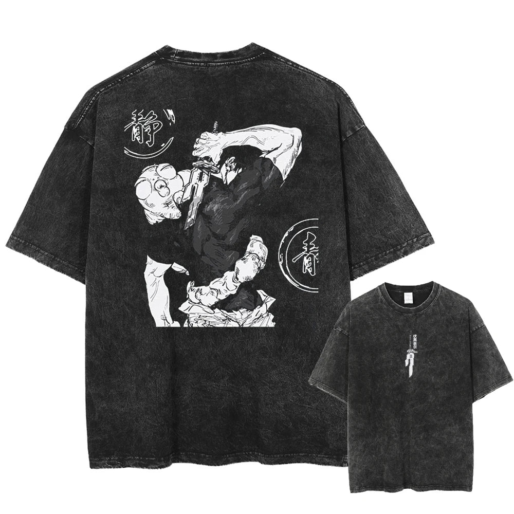 2026 Anime Jujutsu Kaisen Fushiguro Toji Printed T-shirt Men's and Women's Washed T-shirt High Quality Vintage T-shirt Tops