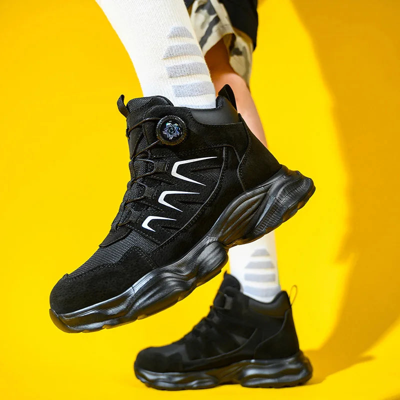 Rotating Button Safety Shoes Man Boots Anti Smash Anti Piercing Steel Toe Safety Work Shoes Lightweight Breathable Work Boots