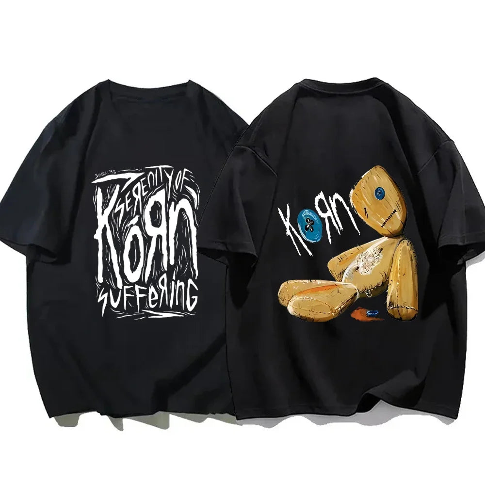 Korn Rock Band Printed T-Shirt Korn WORLD TOUR Music T Shirt for Men Women Loose Short Sleeve Summer Casual Hip Hop Streetwear