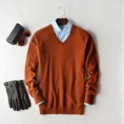 Classic Pullover V-Neck Sweater Men 2024 Autumn Winter Cashmere Cotton Blend Warm Jumper Clothes Pull Homme Man Hombres Sweater
