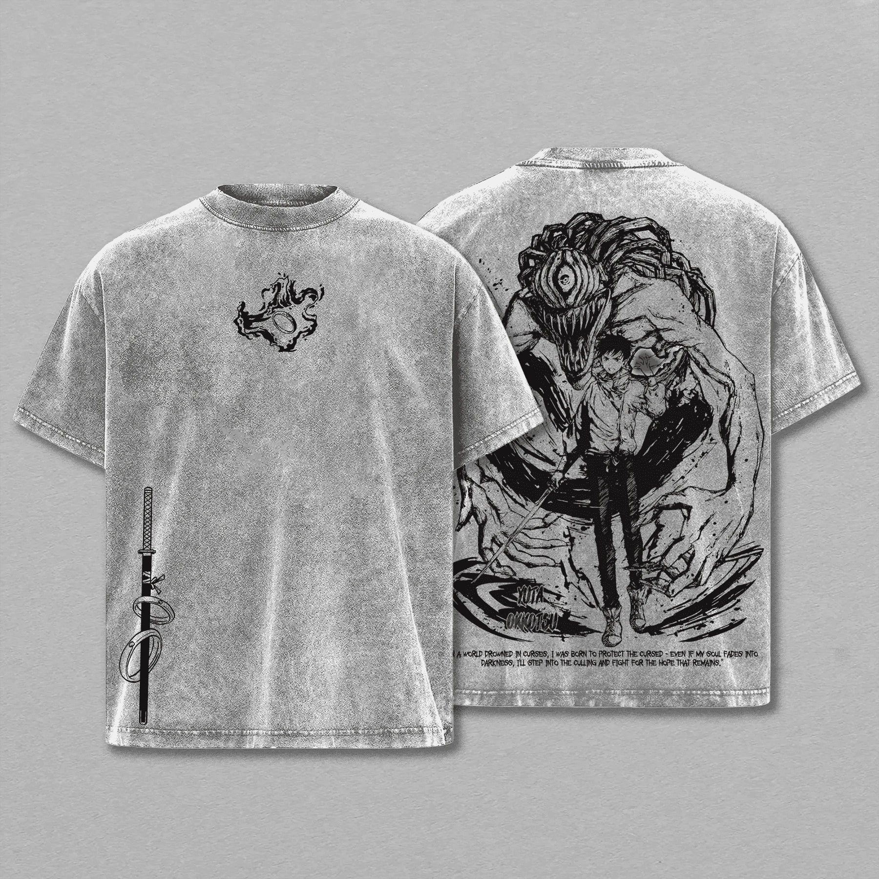 Jujutsu Kaisen Okkotsu Yuta T-shirt Anime Vintage Washed Tshirt Summer Short Sleeve Casual Cotton Tee Shirt Tops Men Clothing
