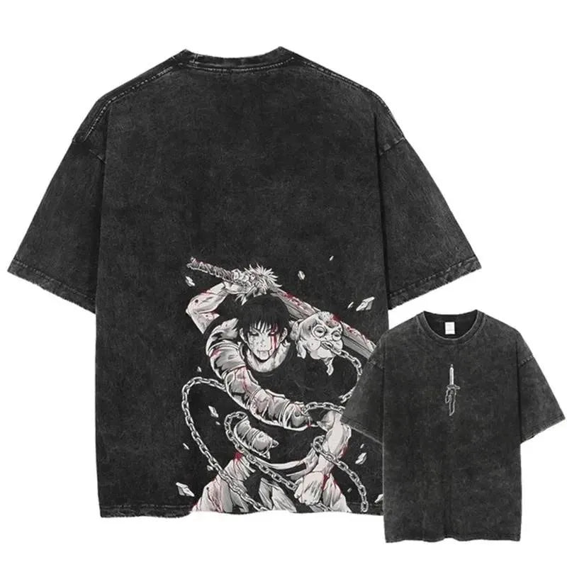 Fushiguro Toji Printed T Shirt Anime Jujutsu Kaisen Tshirt Men Women Casual Loose T-shirts Washed Cotton Tee Harajuku Male Tops