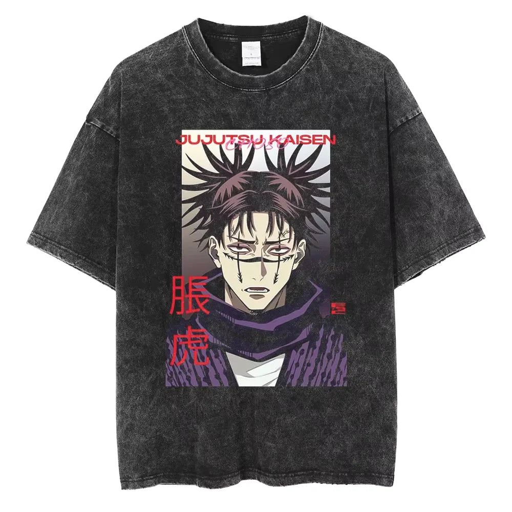 Fushiguro Toji Printed T Shirt Anime Jujutsu Kaisen Tshirt Men Women Casual Loose T-shirts Washed Cotton Tee Harajuku Male Tops