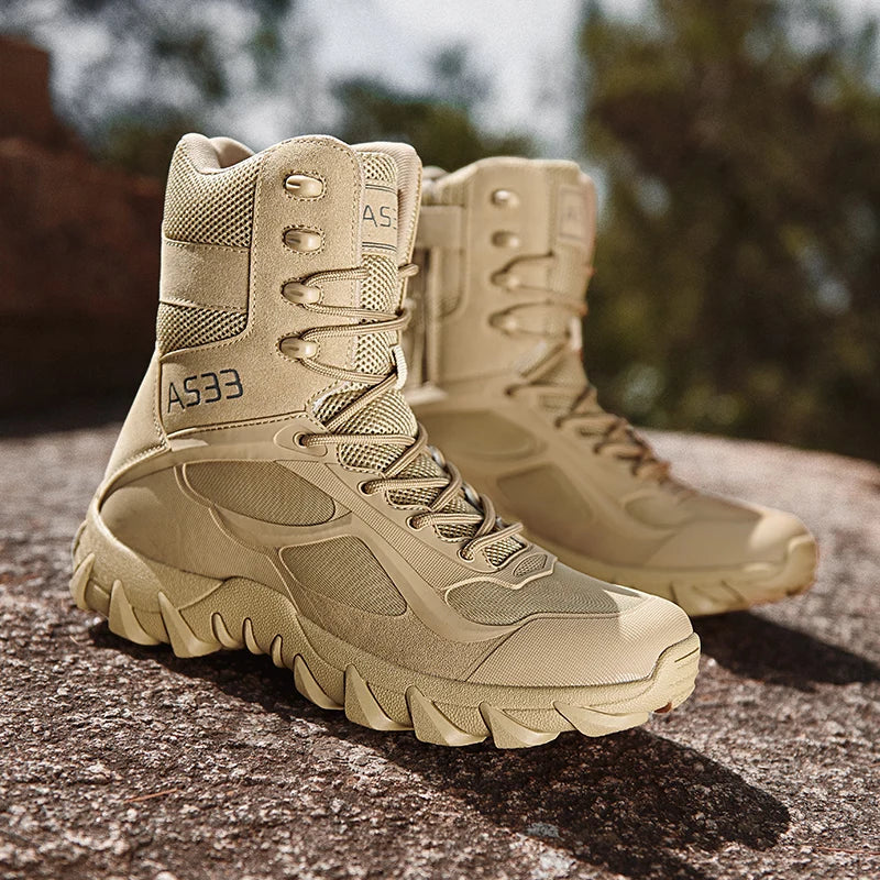 Men Tactical Boot Safety Anti-Slip Military Brand Hunting Hiking Shoes High Quality Desert Motorcycle Unisex Army Climbing Shoes