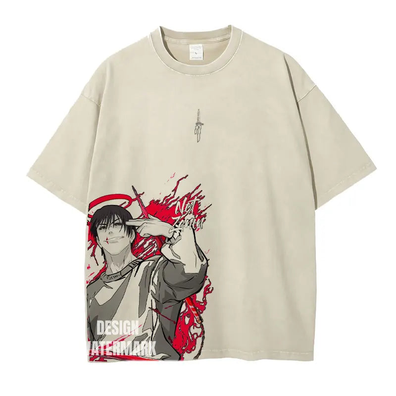 Gojo Satoru Graphic Tee Jujutsu Kaisen Anime Clothing Men Women Cotton T-shirts Retro Washed T Shirt Harajuku Male Manga Tshirt