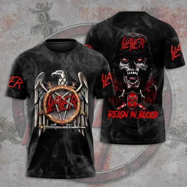 Fashion Men's T-shirt Rock Band Slayer 3D Printed t shirts Men Women Hip Hop Short Sleeve Tee Oversized Streetwear Tops Clothing