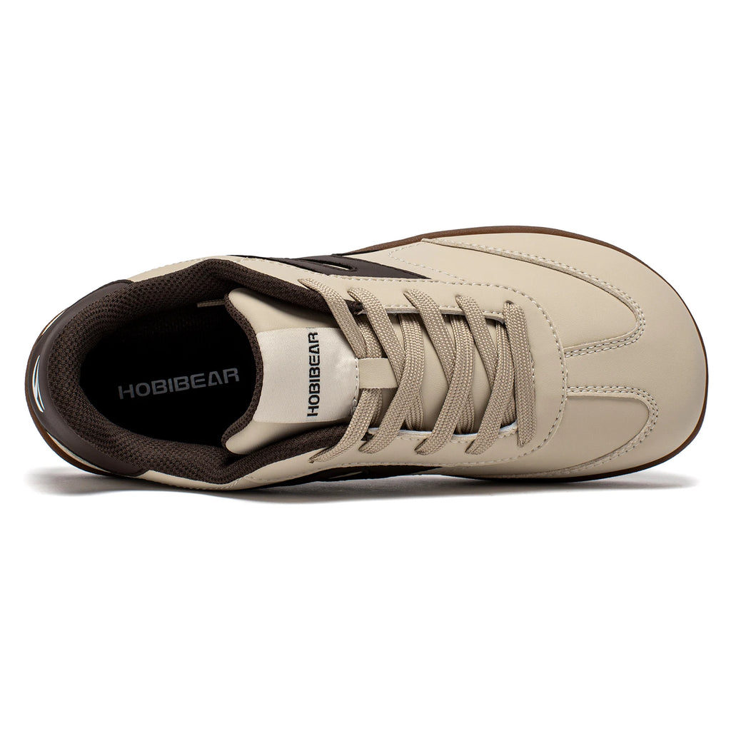 HOBIBEAR Wide Toe Shoes Unisex Artificial Leather Barefoot Sneakers Casual Retro Zero Drop Shoes for Women Men