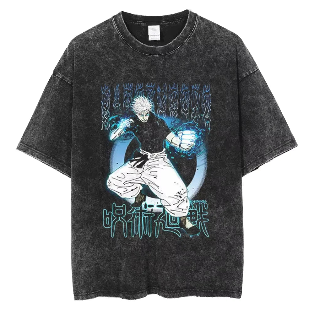 Fushiguro Toji Printed T Shirt Anime Jujutsu Kaisen Tshirt Men Women Casual Loose T-shirts Washed Cotton Tee Harajuku Male Tops