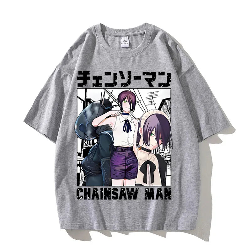 Anime Chainsaw Man Reze T Shirts Kobeni T-shirt Manga Denji Power T Shirt Makima Tops Tees High Quality Cotton Tshirt