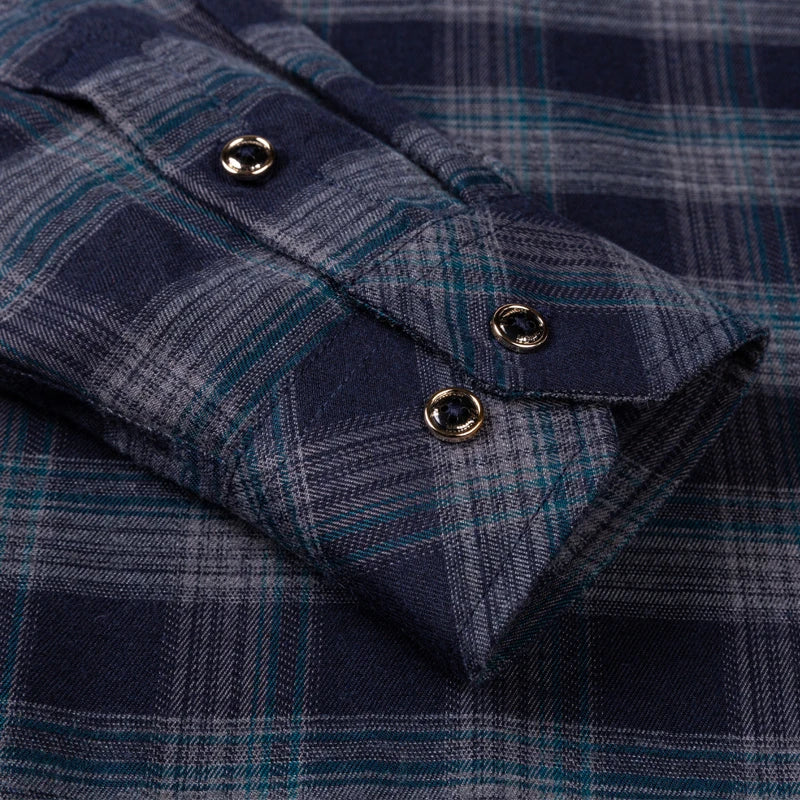 2024 New Men's Flannel Shirts Long Sleeve Cotton Soft Regular-fit Brushed Single Pocket Comfortable Casual Fashion Plaid Shirts
