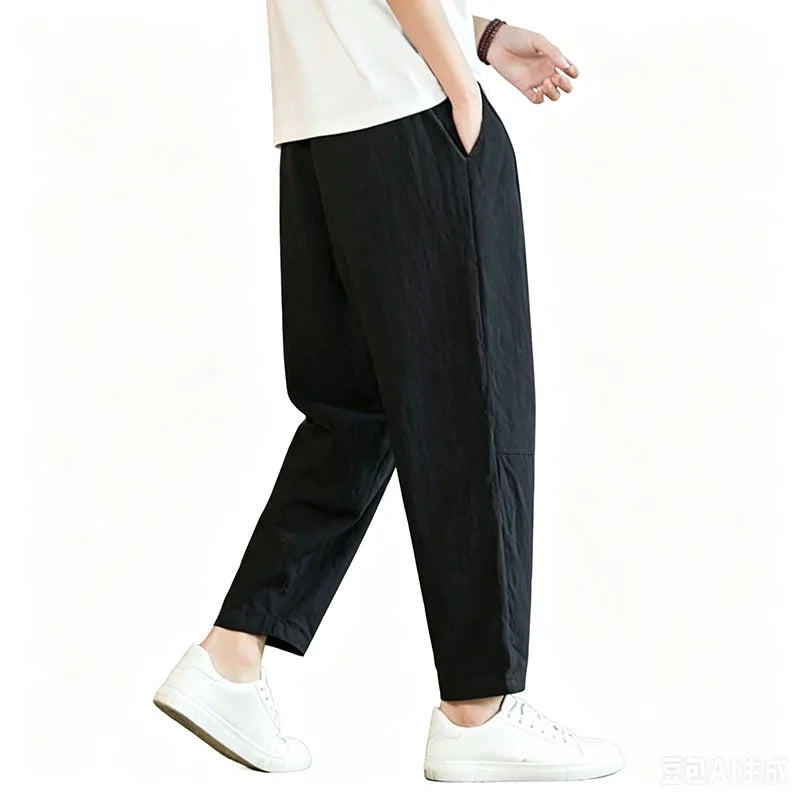 Lightweight Men's Ankel-Length Pants Solid Color Breathable Sweatpants Joggers Men Baggy Pants Streetwear Long Trousers Men