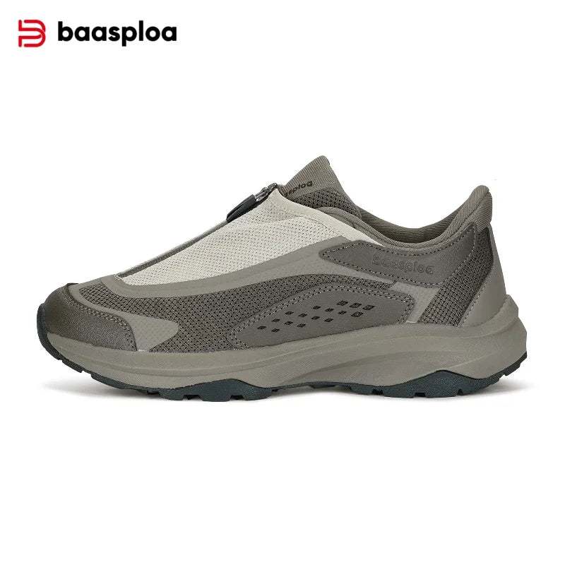 Baasploa Men New Hiking Shoes Outdoor Waterproof Wear Resistant Non Slip Sneakers Male Casual Lightweight Lace-Up Walking Shoes