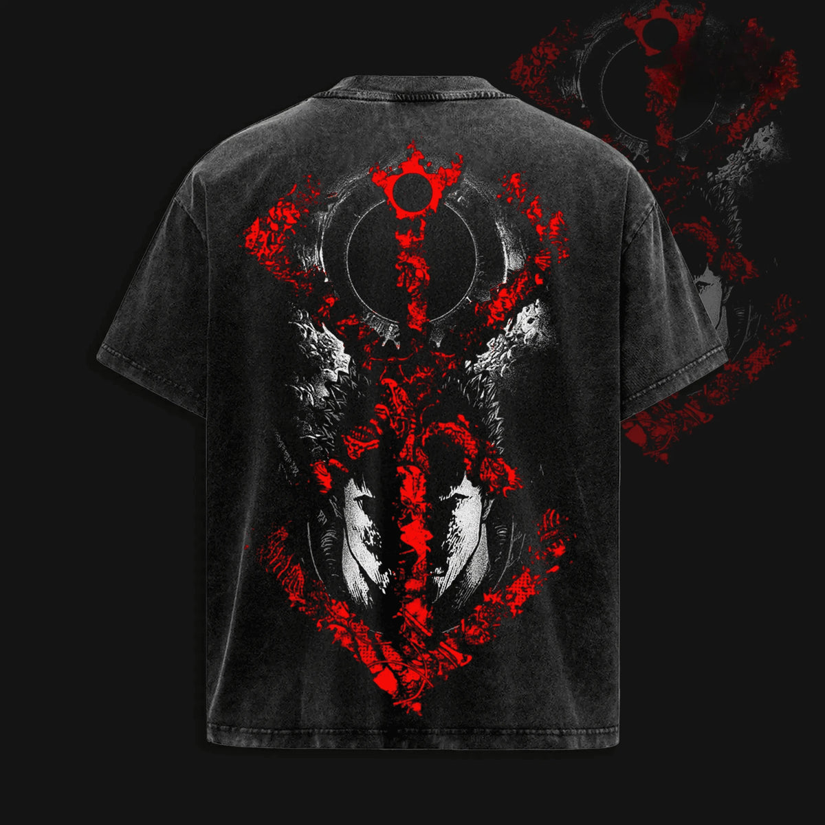 Berserk Guts Anime Printed T-shirt For Men's Clothing Vintage Y2k Washed Oversized T Shirt Casual Short Sleeve Cotton Tees Tops