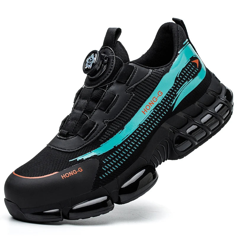 Rotating Button Safety Shoes Man Boots Anti Smash Anti Piercing Steel Toe Safety Work Shoes Lightweight Breathable Work Boots