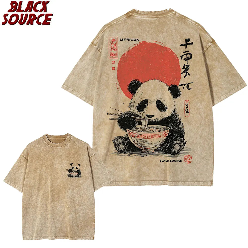 t0207 Panda Enjoying Time T Shirts Men Women Short Sleeve Oversize T Shirt Loose Summer Tee Clothes Casual Fashion Tops
