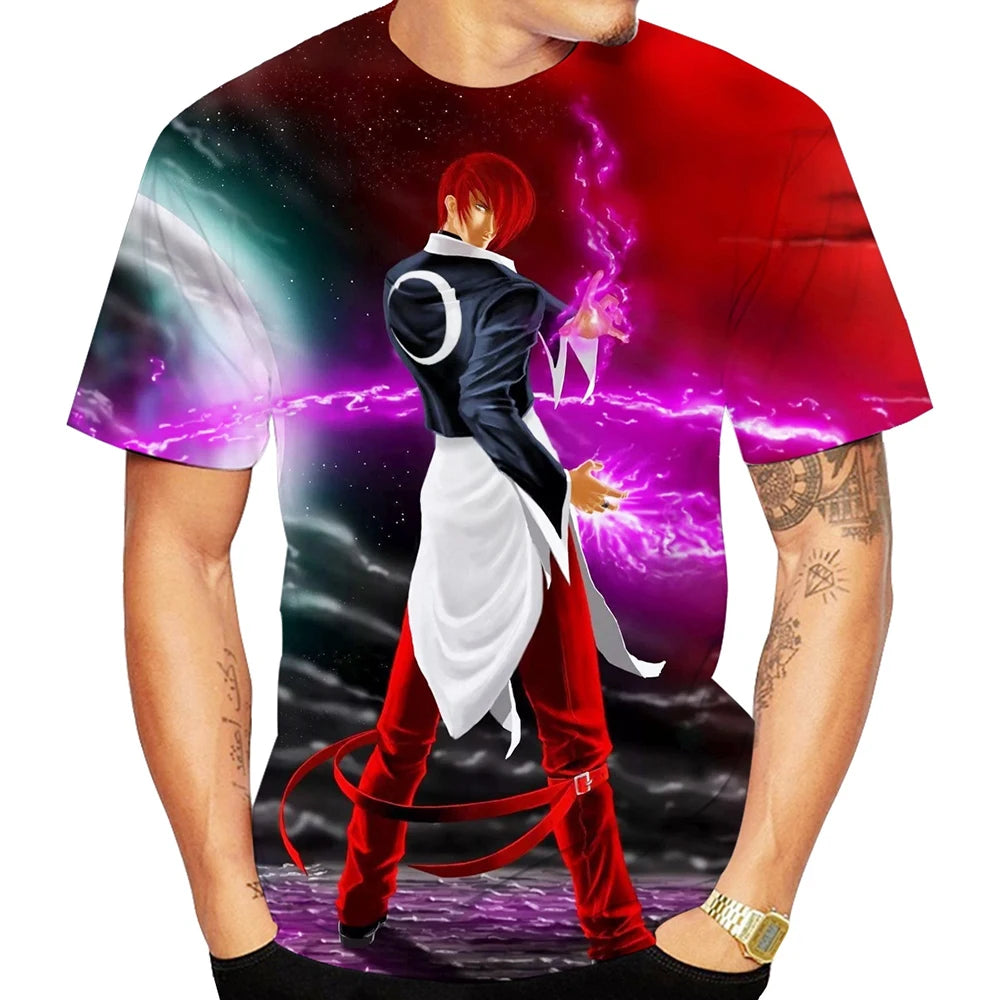 Fun fighting game creative 3D printed short sleeved T-shirt with fashionable, cool and trendy personality