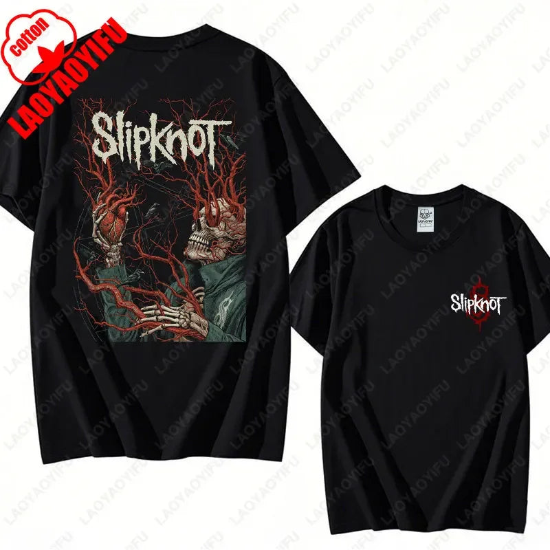 Prepare for Hell Tour Shirt Heavy Metal Cotton Tees Man Rock Band T-shirt Men's Slipknots Double Sided Print Short-sleeve Tops