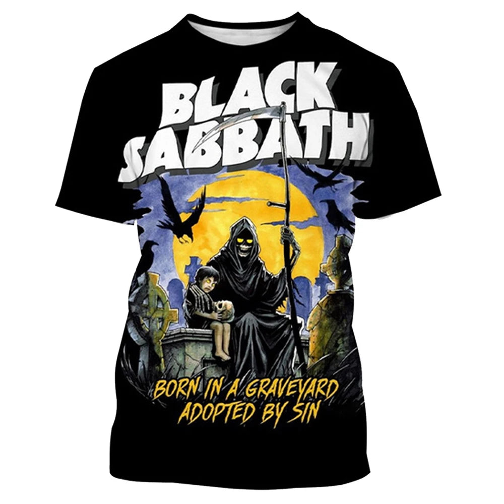 Summer New Fashionable Black Sabbath Men's 3D Printed T-shirt Hip Hop Casual Cool Short Sleeve