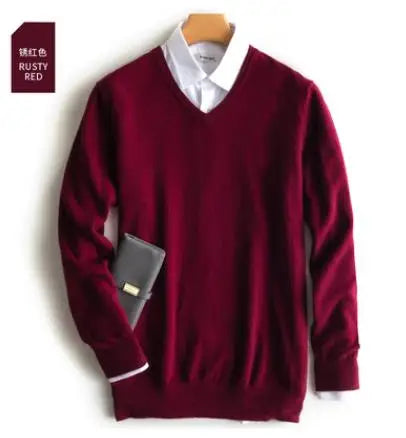 Classic Pullover V-Neck Sweater Men 2024 Autumn Winter Cashmere Cotton Blend Warm Jumper Clothes Pull Homme Man Hombres Sweater